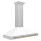 ZLINE Autograph Edition 48 in. Convertible Satin Stainless Steel Wall Mount Range Hood with White Matte Shell with Accent Handle (KB4SNZ-WM48)