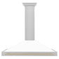 ZLINE Autograph Edition 48 in. Convertible Satin Stainless Steel Wall Mount Range Hood with White Matte Shell with Accent Handle (KB4SNZ-WM48)