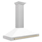 ZLINE Autograph Edition 48 in. Convertible Satin Stainless Steel Wall Mount Range Hood with White Matte Shell with Accent Handle (KB4SNZ-WM48)