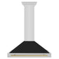 ZLINE Autograph Edition 36 in. Stainless Steel Range Hood with Black Matte Shell and Accent Handle (KB4STZ-BLM36) front.