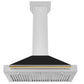 ZLINE Autograph Edition 36 in. Stainless Steel Range Hood with Black Matte Shell and Accent Handle (KB4STZ-BLM36) front, under.