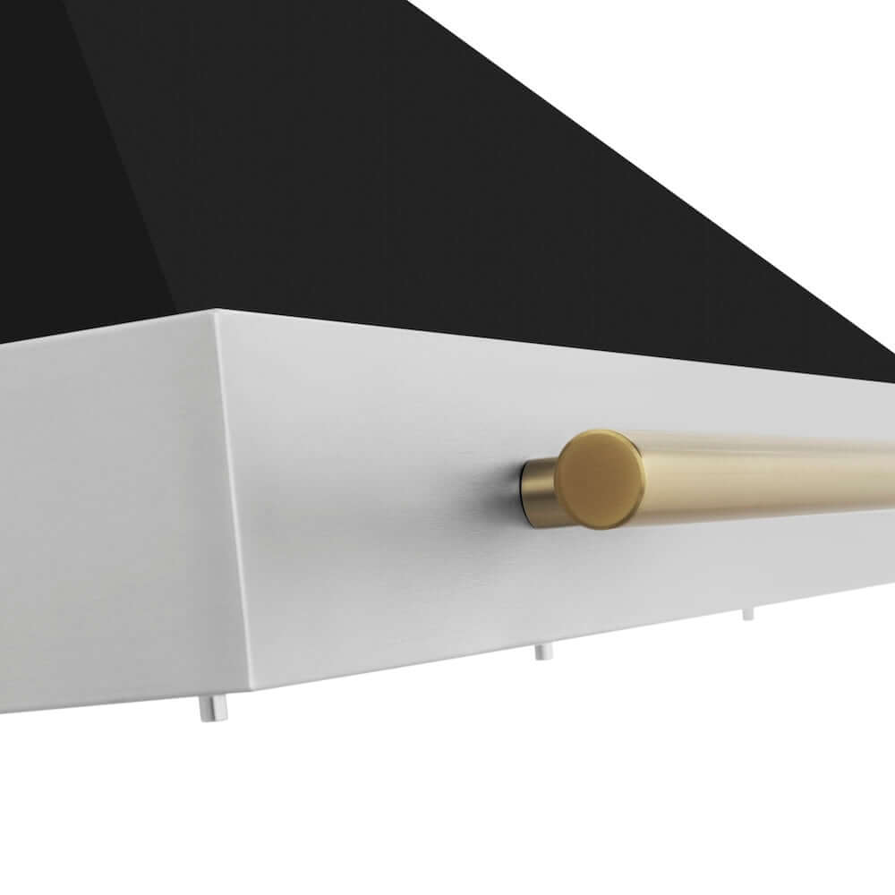 ZLINE Autograph Edition Champagne Bronze Handle on Range Hood.