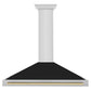 ZLINE Autograph Edition 48 in. Stainless Steel Range Hood with Black Matte Shell and Accent Handle (KB4STZ-BLM48) front.