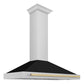 ZLINE Autograph Edition 48 in. Stainless Steel Range Hood with Black Matte Shell and Accent Handle (KB4STZ-BLM48) Champagne Bronze