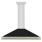 ZLINE Autograph Edition 48 in. Stainless Steel Range Hood with Black Matte Shell and Accent Handle (KB4STZ-BLM48) front.