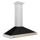 ZLINE Autograph Edition 48 in. Stainless Steel Range Hood with Black Matte Shell and Accent Handle (KB4STZ-BLM48) side.