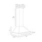 ZLINE Autograph Edition 30 in. Black Stainless Steel Wall Mount Range Hood With Champagne Bronze Handle (BSKB4Z-30) dimensional diagram.