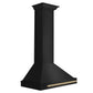 ZLINE Autograph Edition 30 in. Black Stainless Steel Wall Mount Range Hood With Champagne Bronze Handle (BSKB4Z-30) side.