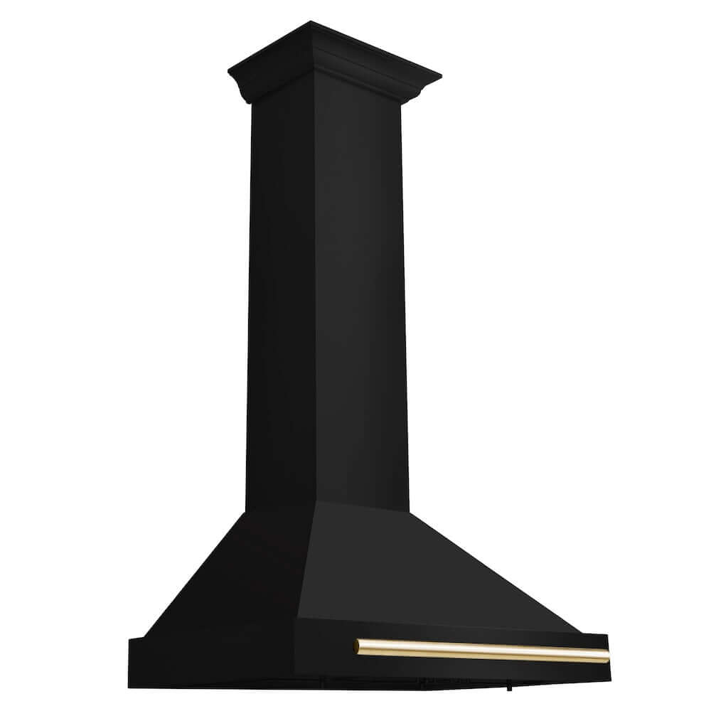 ZLINE Autograph Edition 30 in. Black Stainless Steel Wall Mount Range Hood With Polished Gold Handle (BSKB4Z-30)