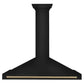 ZLINE Autograph Edition 48 in. Black Stainless Steel Wall Mount Range Hood With Champagne Bronze Handle (BSKB4Z-48-CB) front.