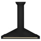 ZLINE Autograph Edition 48 in. Black Stainless Steel Wall Mount Range Hood With Polished Gold Handle (BSKB4Z-48-G) front.