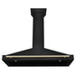 ZLINE Autograph Edition 48 in. Black Stainless Steel Wall Mount Range Hood With Polished Gold Handle (BSKB4Z-48-G) front, under.
