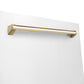 ZLINE Autograph Edition 24 in. Monument Series 3rd Rack Top Touch Control Tall Tub Dishwasher in White Matte with Polished Gold Handle, 45dBa (DWMTZ-WM-24-G)
