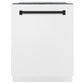 ZLINE Autograph Edition 36 in. Kitchen Package with Stainless Steel Dual Fuel Range with White Matte Door, Range Hood and Dishwasher with Matte Black Accents (3AKP-RAWMRHDWM36-MB)