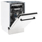 ZLINE Autograph Edition 18 in. Tallac Series 3rd Rack Top Control Built-In Dishwasher in White Matte with Matte Black Handle, 51dBa (DWVZ-WM-18-MB) side, half open.