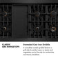 Classic Gas Rangetops Infographic. Enameled Cast Iron Griddle. Text: A reversible nonstick griddle features a grill side for perfect sears on steaks and vegetables and a flat side for sandwiches and hearty breakfasts.
