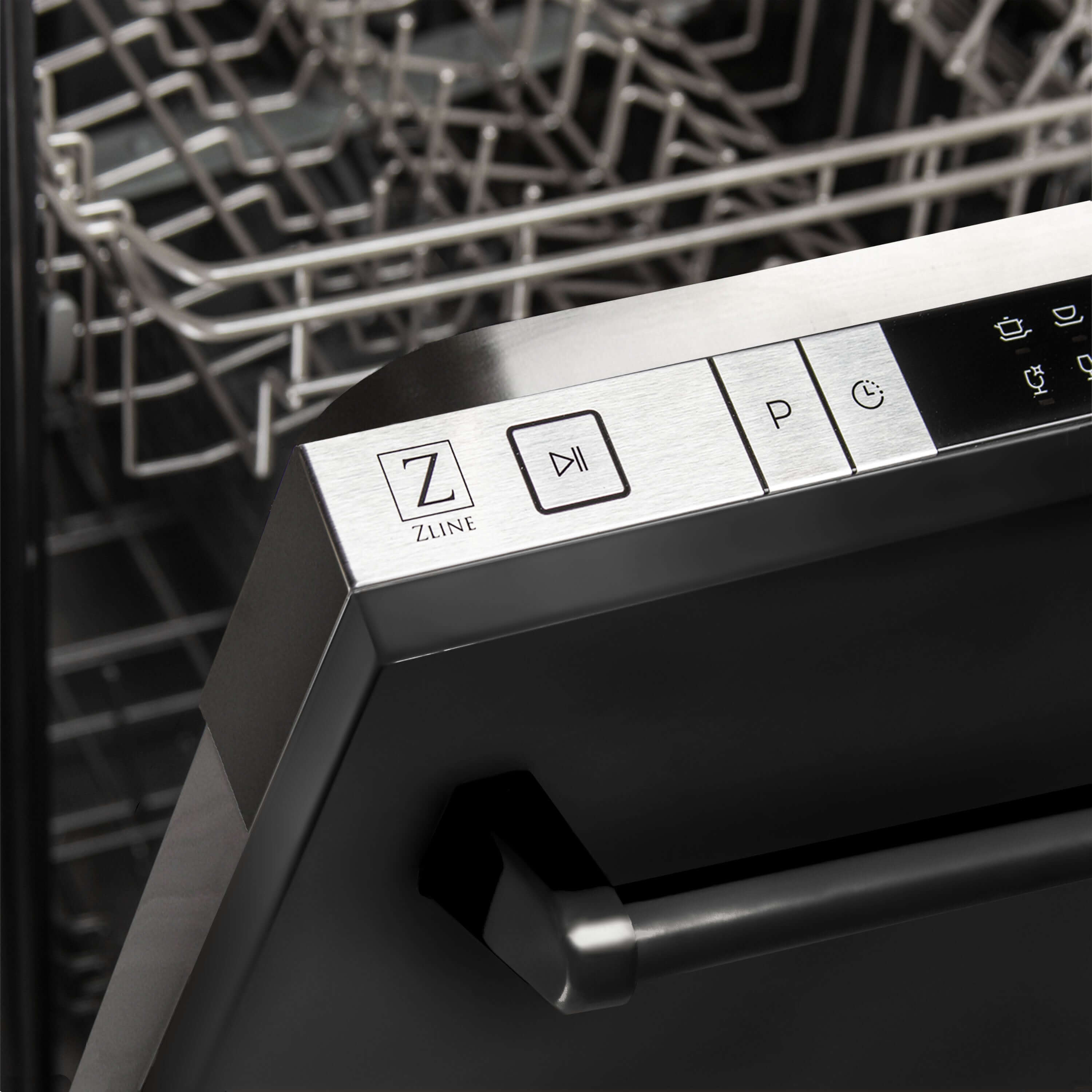 ZLINE 18 in. Compact Top Control Dishwasher with Black Stainless Steel Panel and Traditional Handle, 52dBa (DW-BS-18)