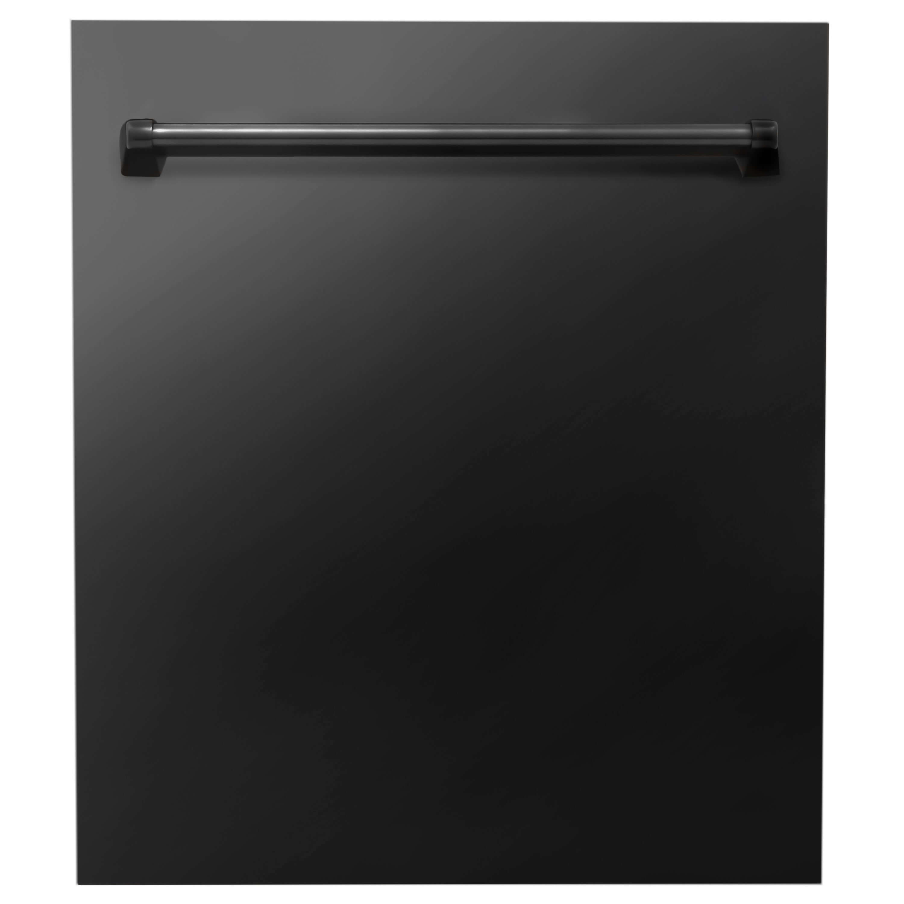 ZLINE 24 in. Black Stainless Top Control Built-In Dishwasher with Stainless Steel Tub and Traditional Style Handle, 52dBa (DW-BS-24) front, closed.