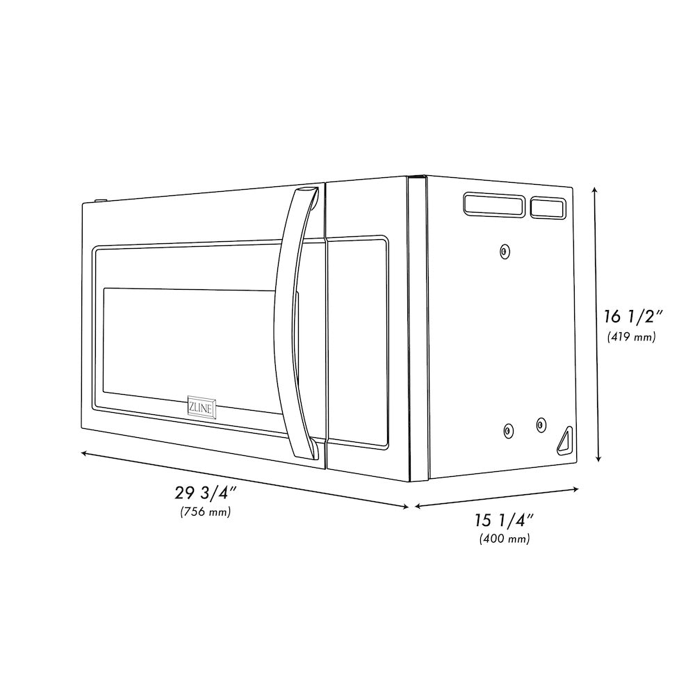 ZLINE Black Stainless Steel Over the Range Convection Microwave Oven with Modern Handle (MWO-OTR-BS)