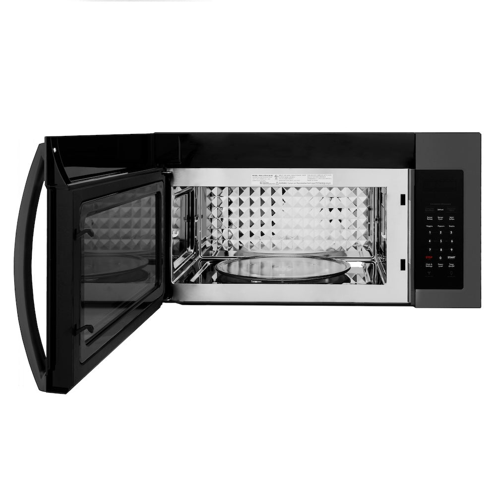 ZLINE 30 in. 1.5 cu. ft. Over-The-Range Convection Microwave Oven in Black Stainless Steel with Modern Handle and Sensor Cooking, Open Box-Good Condition