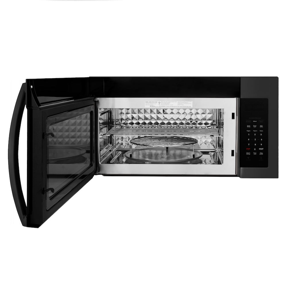 ZLINE 30 in. 1.5 cu. ft. Over-The-Range Convection Microwave Oven in Black Stainless Steel with Modern Handle and Sensor Cooking, Open Box-Good Condition
