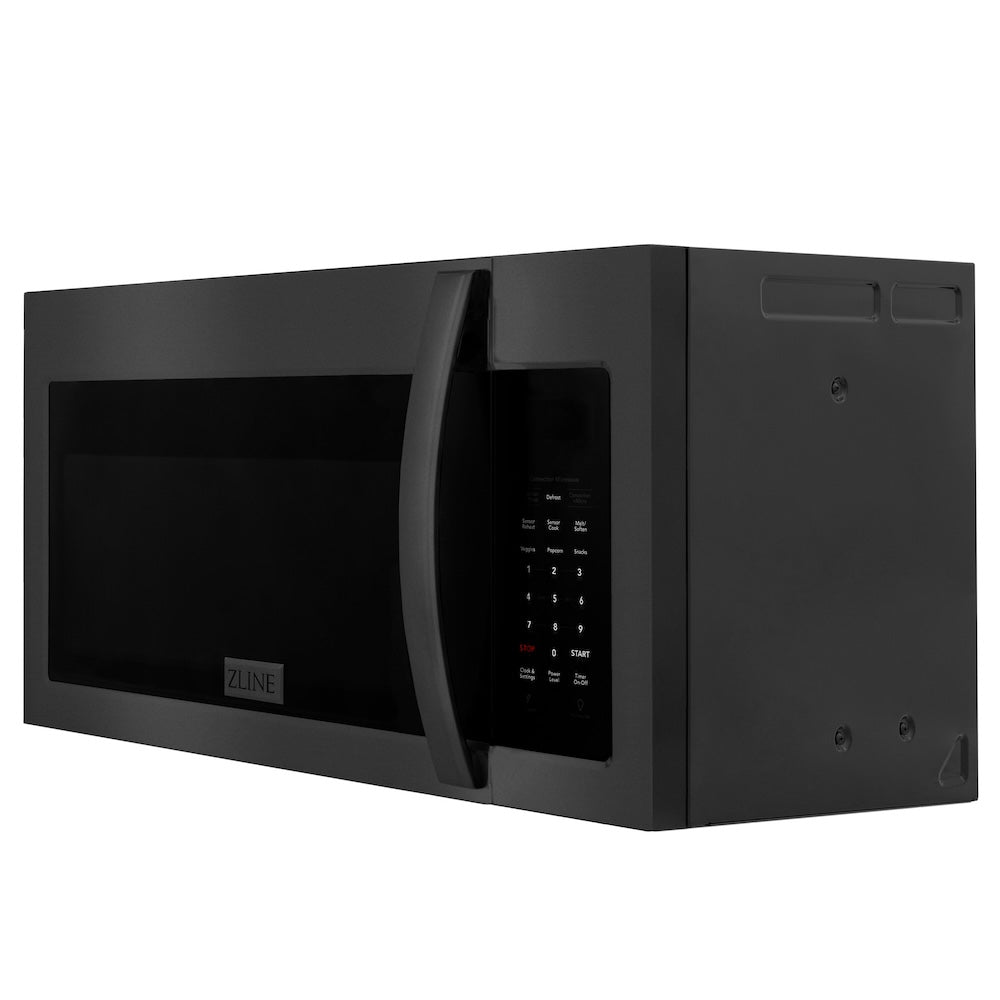 ZLINE 30 in. 1.5 cu. ft. Over-The-Range Convection Microwave Oven in Black Stainless Steel with Modern Handle and Sensor Cooking, Open Box-Good Condition