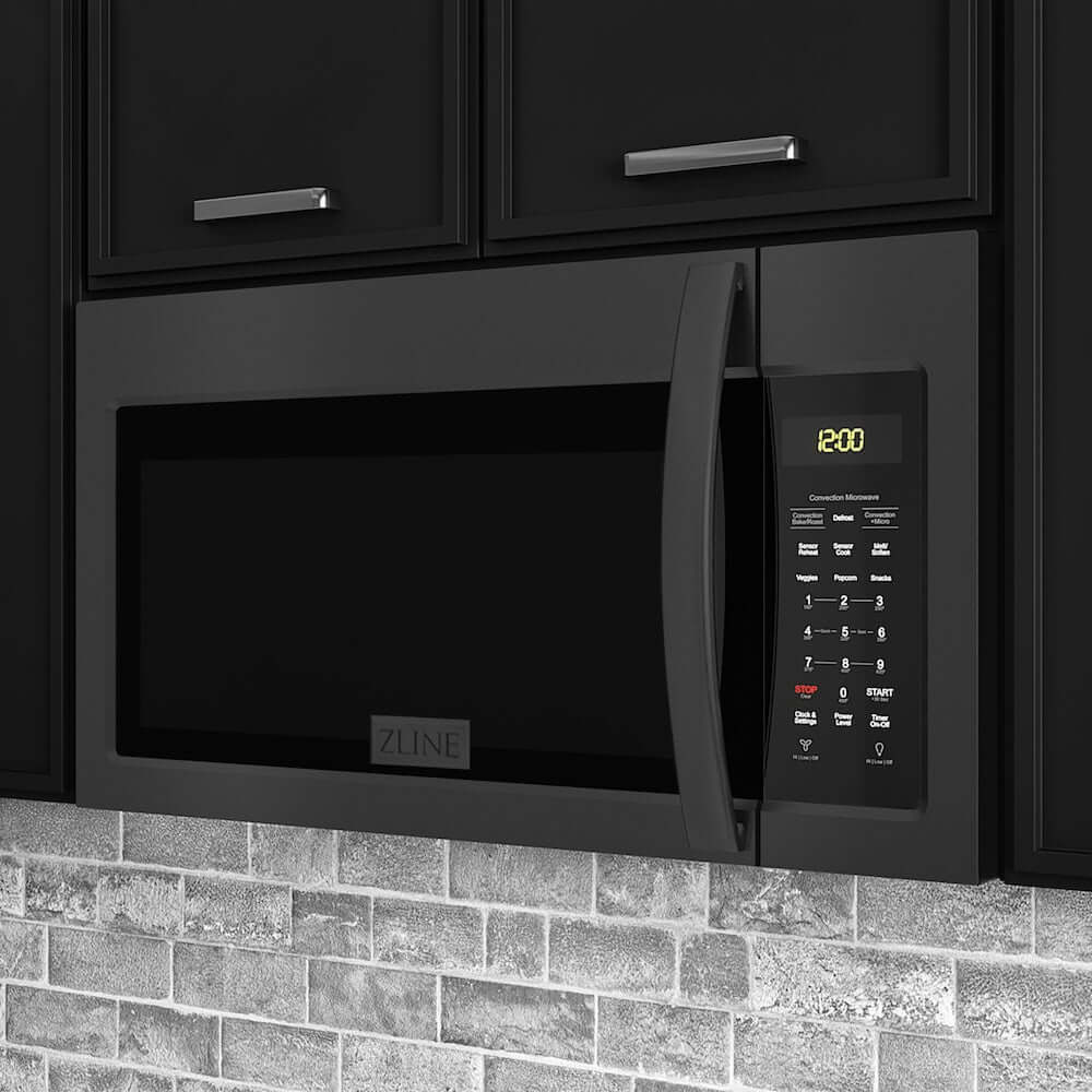 ZLINE Kitchen Package with 30 in. Black Stainless Steel Rangetop, 30 in. Over The Range Microwave with Modern Handle and Double Wall Oven (3KP-RTBOTR30-AWD)