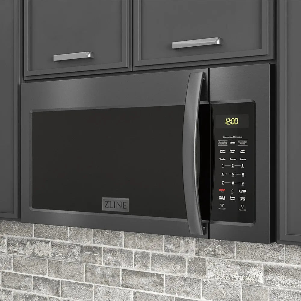 ZLINE Recirculating Over the Range Convection Microwave Oven with Charcoal Filters in Black Stainless Steel (MWO-OTRCF-30-BS) 