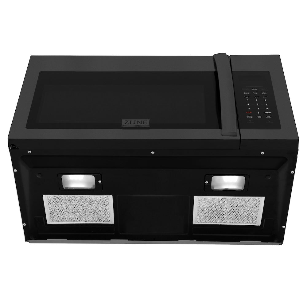 ZLINE Kitchen Package with 30 in. Black Stainless Steel Rangetop and 30 in. Over The Range Microwave with Modern Handle (2KP-RTBOTR30)