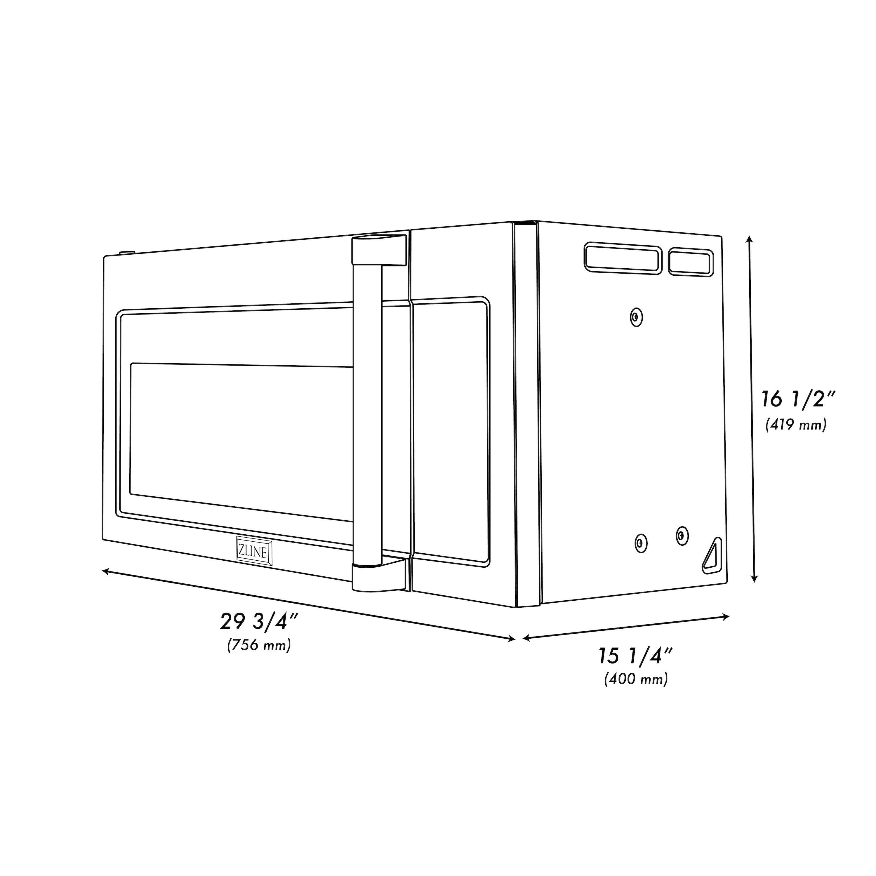 ZLINE 30" Over-the-Range Microwave Oven dimensional diagram.