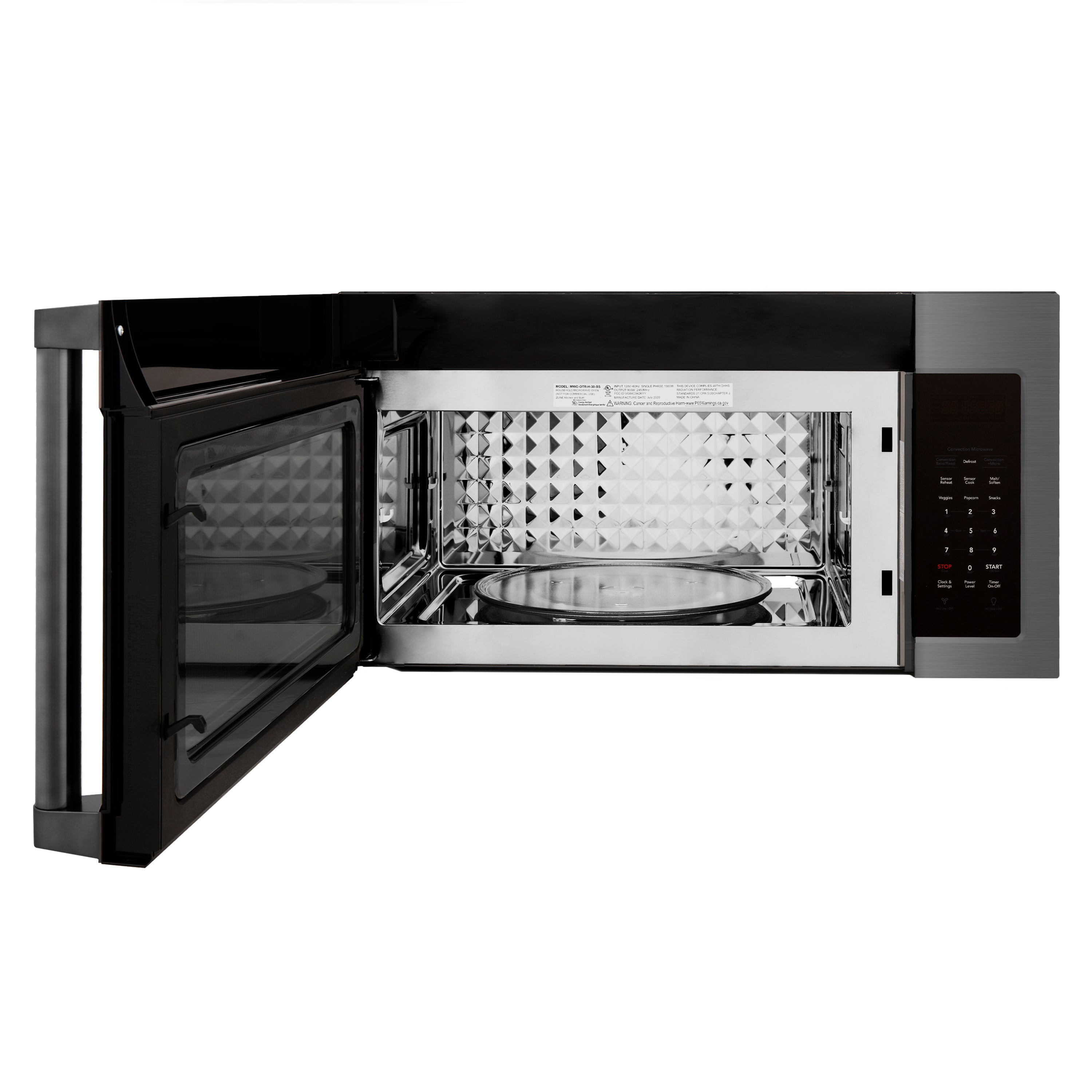 ZLINE 30 in. Black Stainless Steel Over the Range Microwave (MWO-OTR-H-BS) features a DiamondTech Interior engineered to scatter microwaves to ensure even cooking and prevent any cold spots