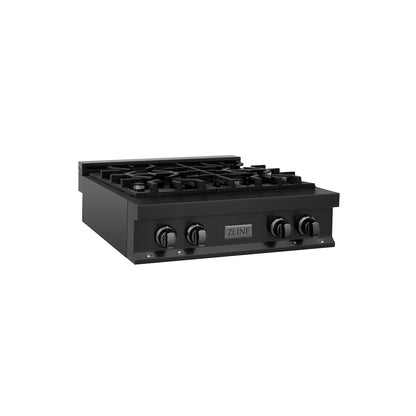 ZLINE 30 in. Legacy Gas Rangetop with 4 Burners and Porcelain Cooktop in Black Stainless Steel, Open Box-Good Condition