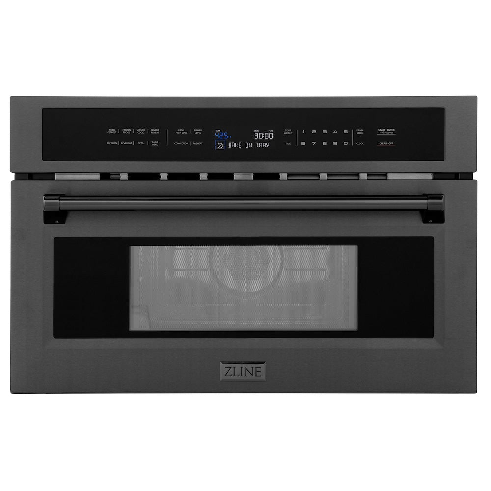 ZLINE 30 in. 1.6 cu ft. Built-in Convection Microwave Oven in Black Stainless Steel with Speed and Sensor Cooking, Open Box-Good Condition