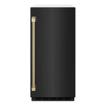 ZLINE Autograph Edition 15 in. Touchstone Clear Cube Ice Maker with Drain Pump and Black Stainless Steel Door with Champagne Bronze Helix Handle (ICCDZ-BS-15-KCB) front.