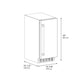 ZLINE Autograph Edition 15 in. Touchstone Clear Cube Ice Maker with Drain Pump and Black Stainless Steel Door with Polished Gold Helix Handle (ICCDZ-BS-15-KG) dimensional diagram.