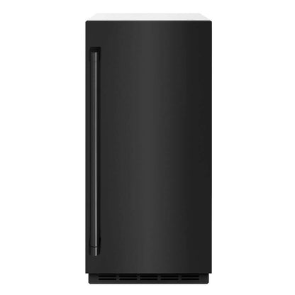 ZLINE 15 in. Touchstone Gourmet Ice Maker with Drain Pump and Black Stainless Steel Door (IGMD-BS-15) front.