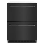 ZLINE 24 in. Touchstone 168 Can Outdoor-Rated Dual Refrigerator Drawer with Black Stainless Steel Doors (RDSO-BS-24) main image.