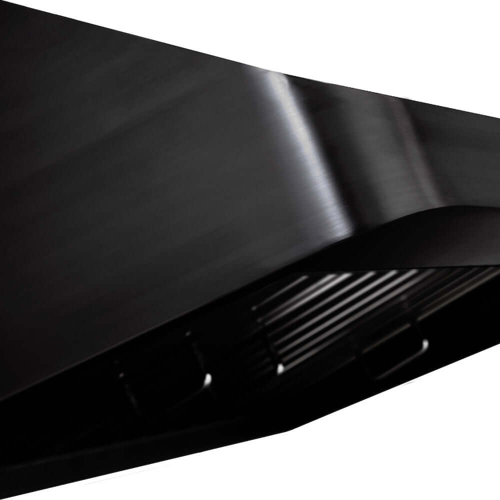 ZLINE 600 CFM Ducted 30 in.Under Cabinet Range Hood in Black Stainless Steel (BS623-30) close-up detail, black stainless finish.