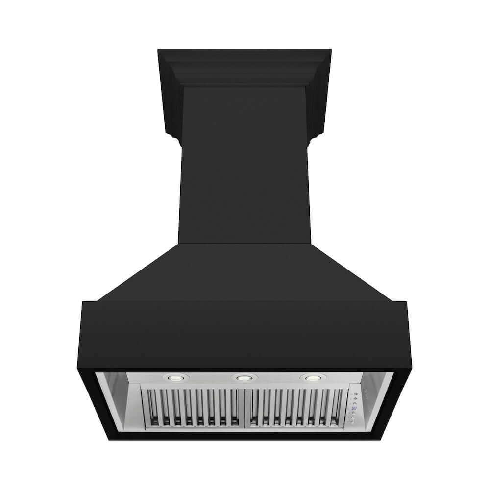 ZLINE Wooden Wall Mount Range Hood in Rustic Black Finish with Size Options (355CC)