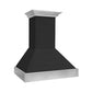 ZLINE Wooden Wall Mount Range Hood in Rustic Shiplap Black Finish with Stainless Steel Accents with Size Options (365CC)