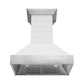 ZLINE Wooden Wall Mount Range Hood in Rustic Shiplap Bright White Finish with Stainless Steel Accents with Size Options (365WW)