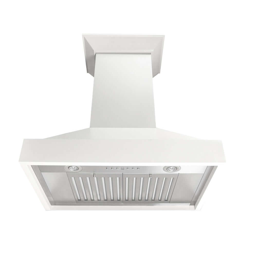 ZLINE Wooden Wall Mount Range Hood in Smooth Bright White Finish with Size Options (KBWW)