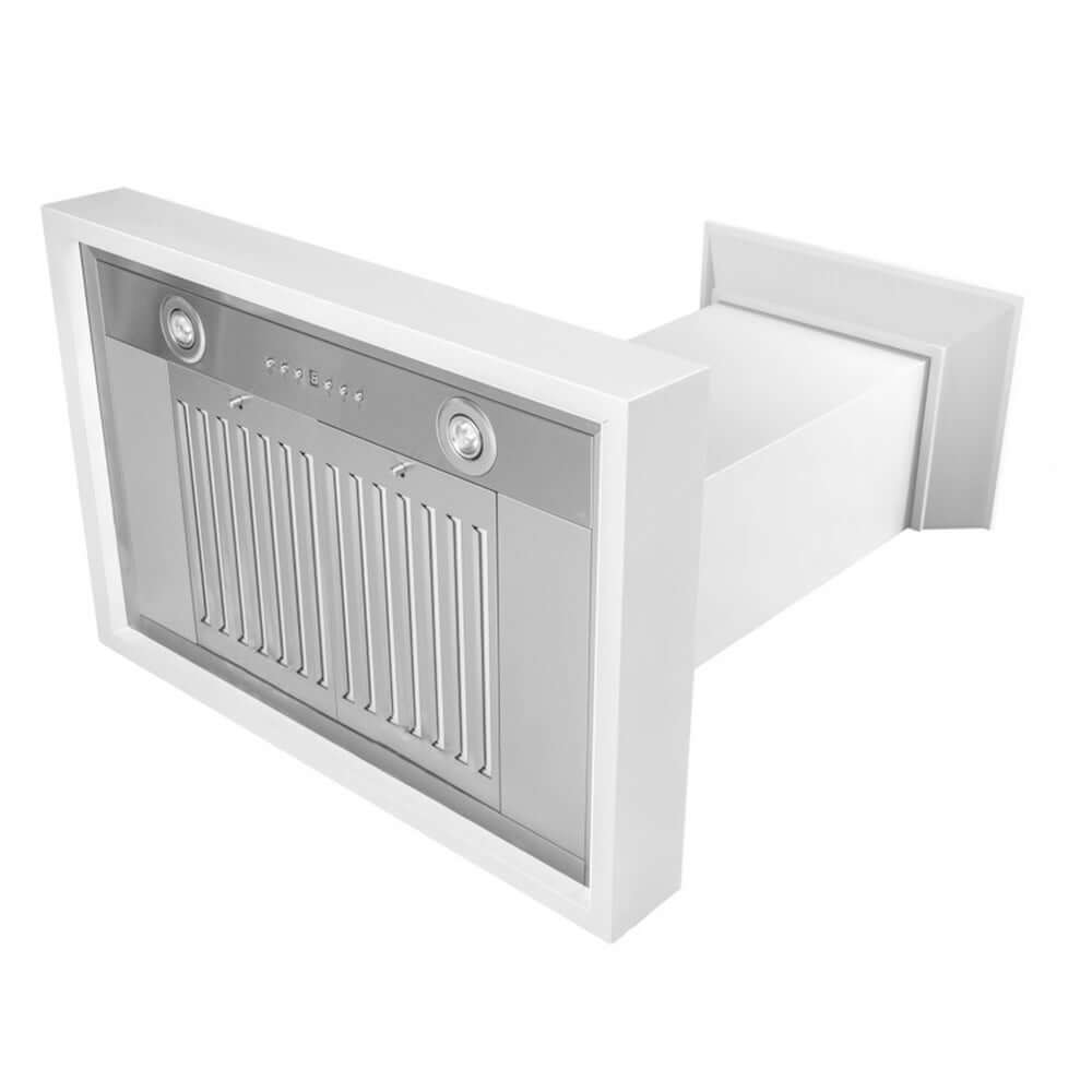 ZLINE Wooden Wall Mount Range Hood in Smooth Bright White Finish with Size Options (KBWW)