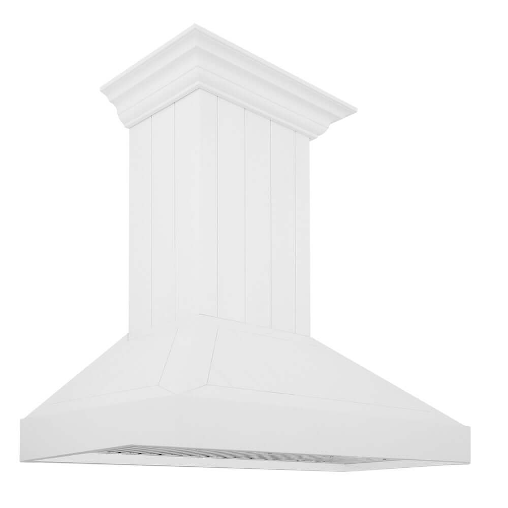 ZLINE Wooden Wall Mount Range Hood in Shiplap Bright White Finish with Size Options (KPWW)