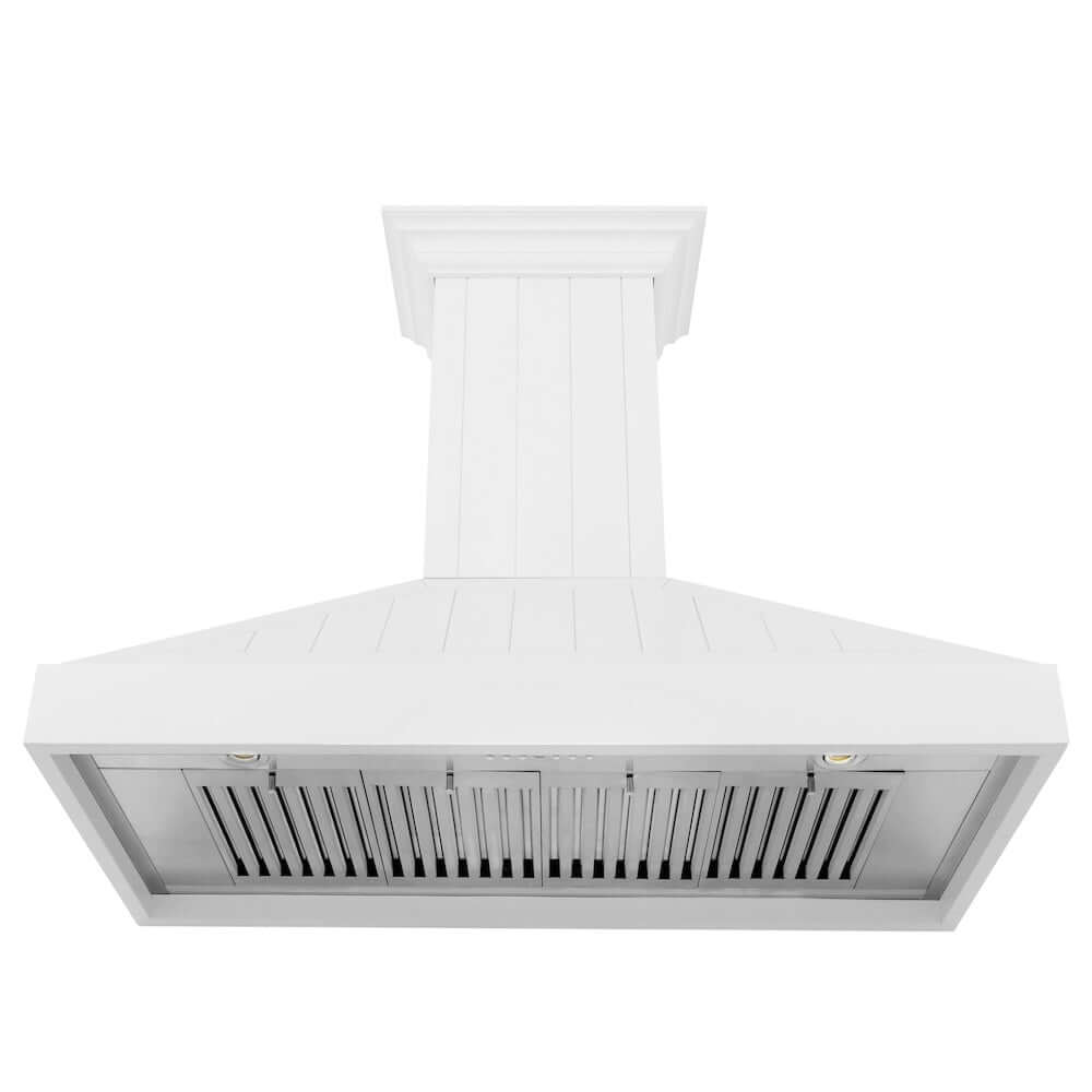 ZLINE Wooden Wall Mount Range Hood in Shiplap Bright White Finish with Size Options (KPWW)