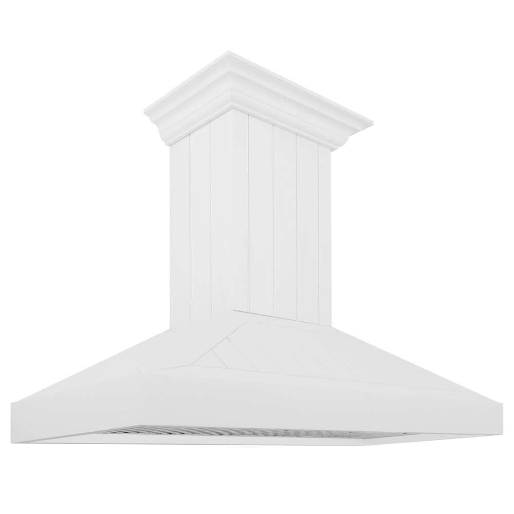 ZLINE Wooden Wall Mount Range Hood in Shiplap Bright White Finish with Size Options (KPWW)