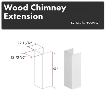 ZLINE 61 in. Rustic Bright White Wooden Chimney Extension for Ceilings up to 12 ft. (355WW-E)