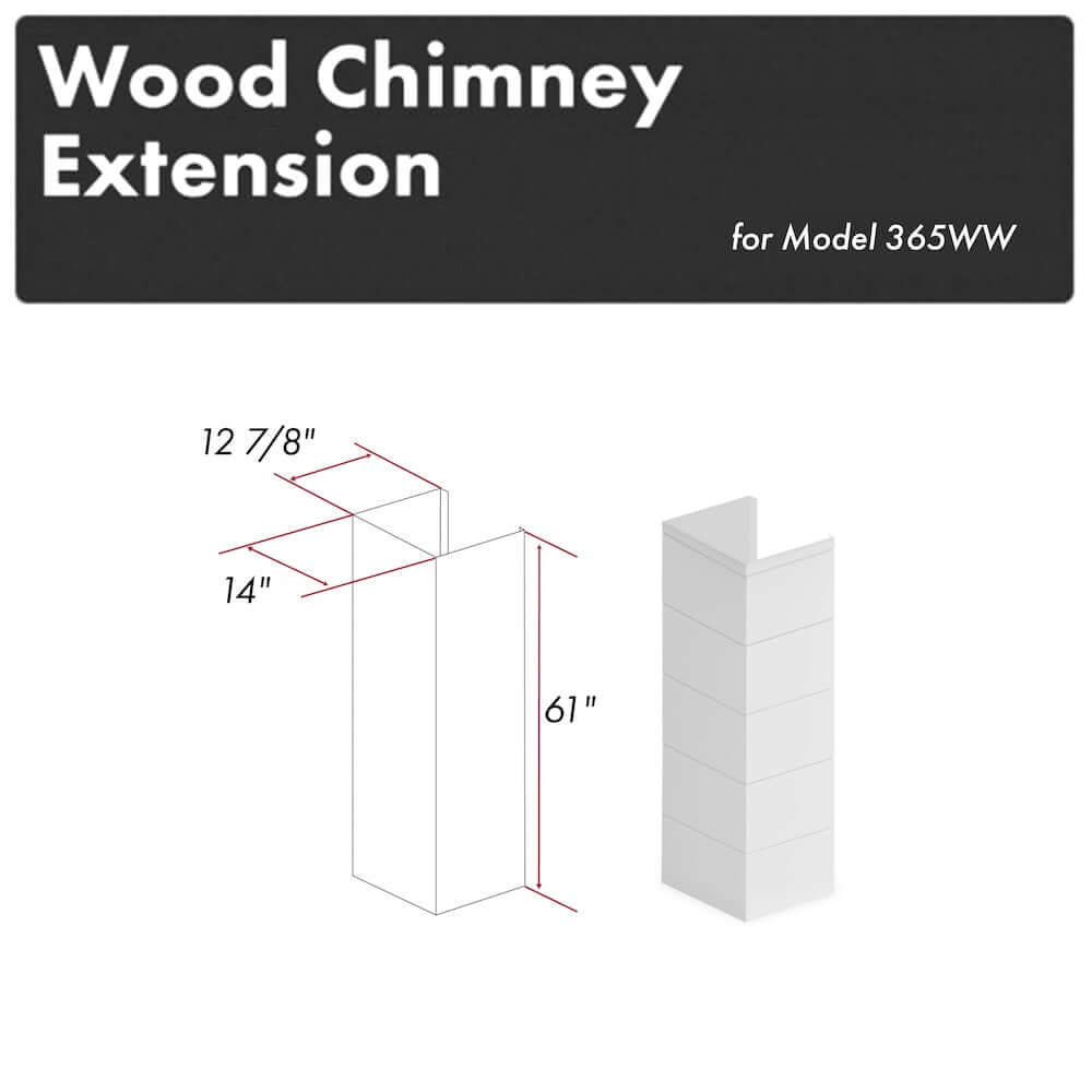 ZLINE 61 in. Rustic Shiplap Bright White Wooden Chimney Extension for Ceilings up to 12 ft. (365WW-E)