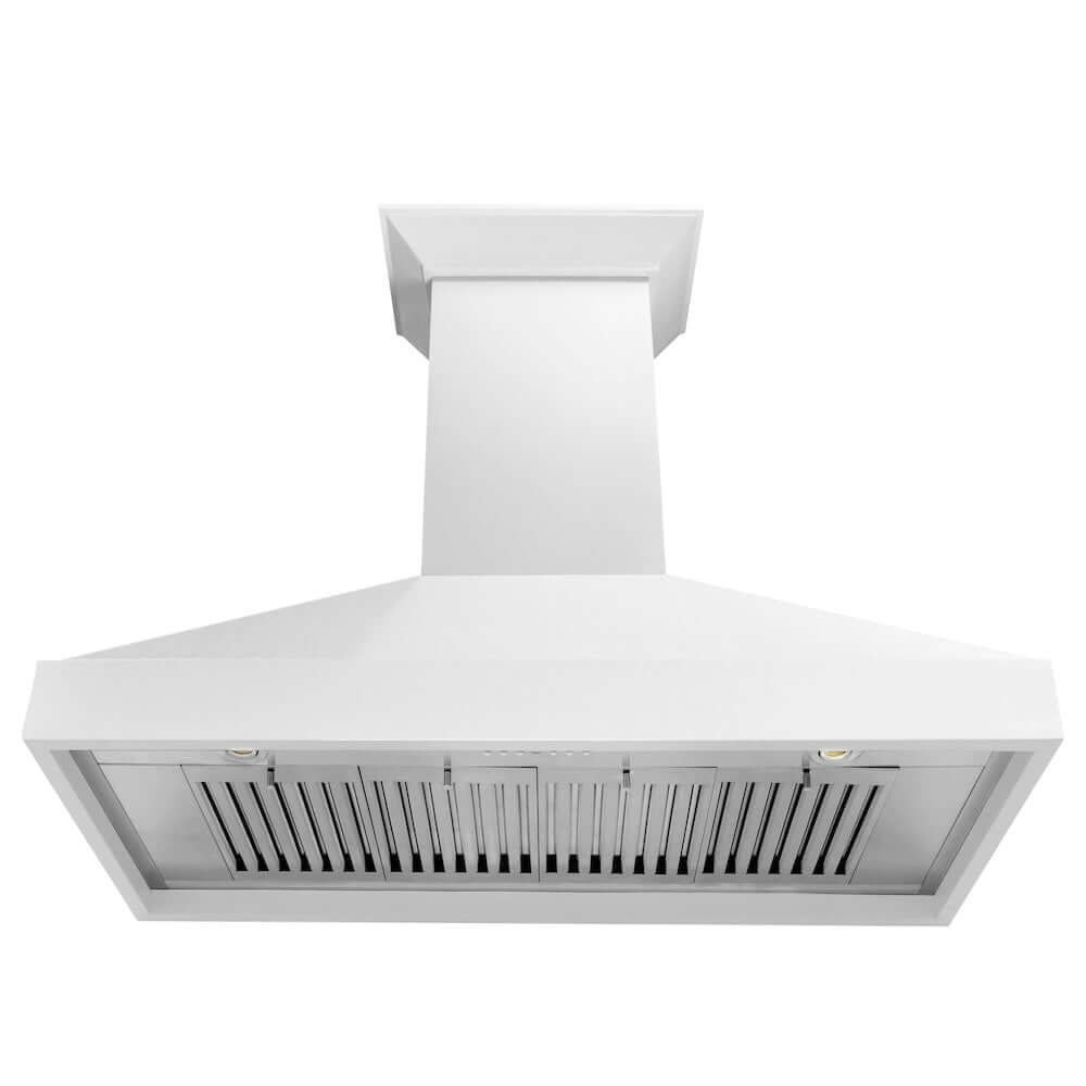 ZLINE Wooden Wall Mount Range Hood in Smooth Bright White Finish with Size Options (KBWW)