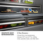 ZLINE 36 in. 19.6 cu. ft. Panel Ready French Door Built-In Bottom Freezer Refrigerator with Water Dispenser and Ice Maker with Graphite Gray Interior (GRBIV-36) infographic. Text: Graphite Gray Refrigeration. 2 Flex Drawers. Choose from 4 set temperatures for chilling wines, meats, and other items.